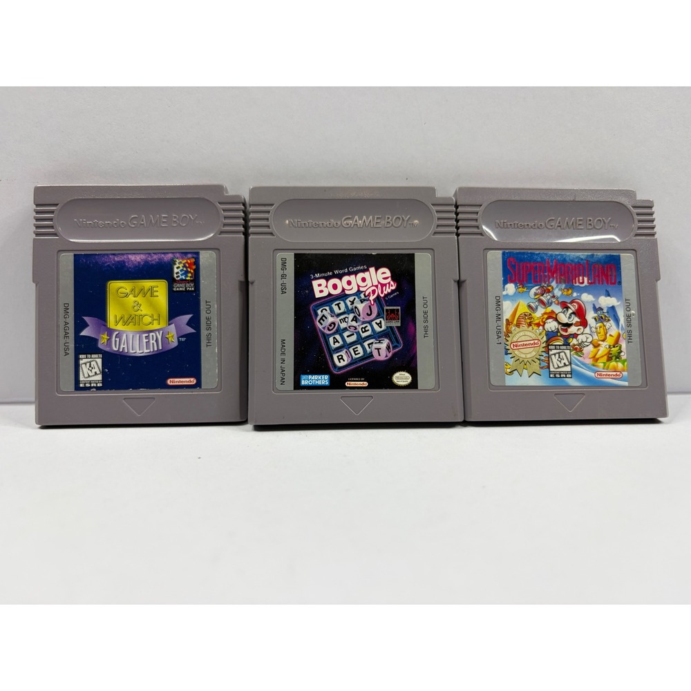 Nintendo Game Boy Lot Super Mario Land Game & Watch Gallery Boggle Plus DMG